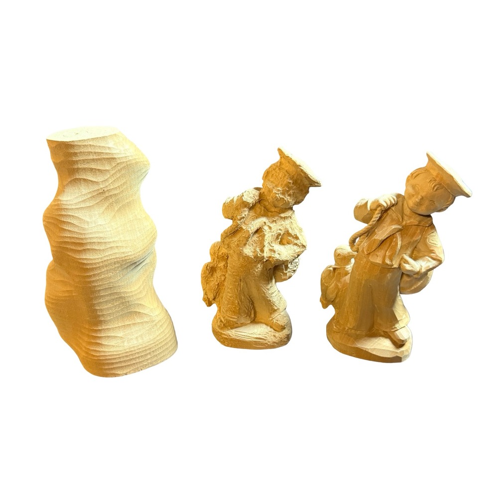 ANRI Juan Ferrandiz Sailor Boy Penguin Wood Carving 3 Stage Production Set Italy